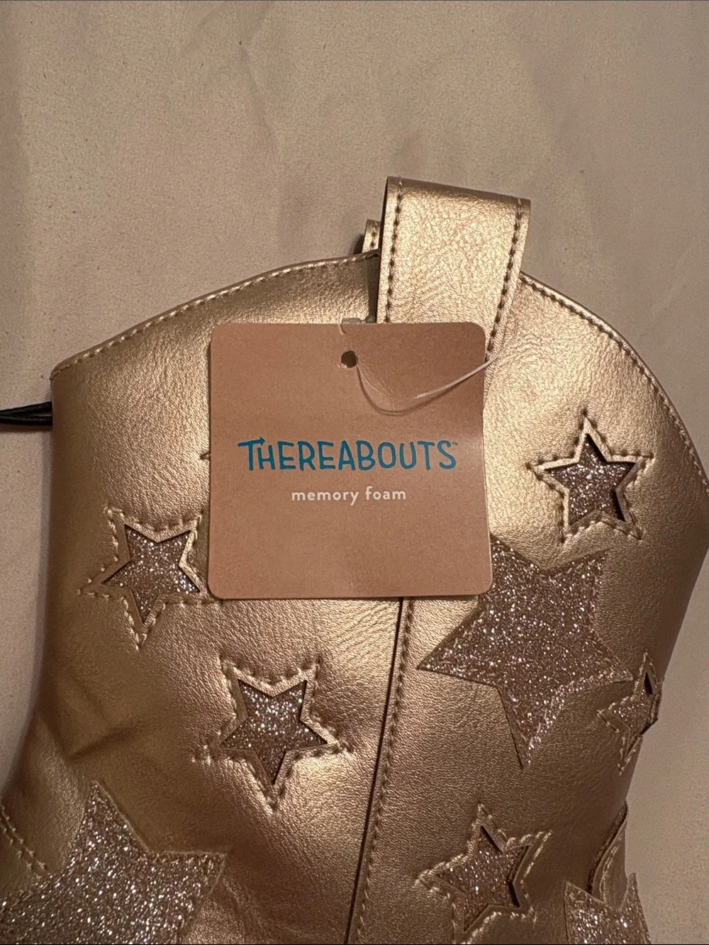 NWT Thereabouts Big Kid Girls Sienna Flat Heel Glitter Stars Western  Boots